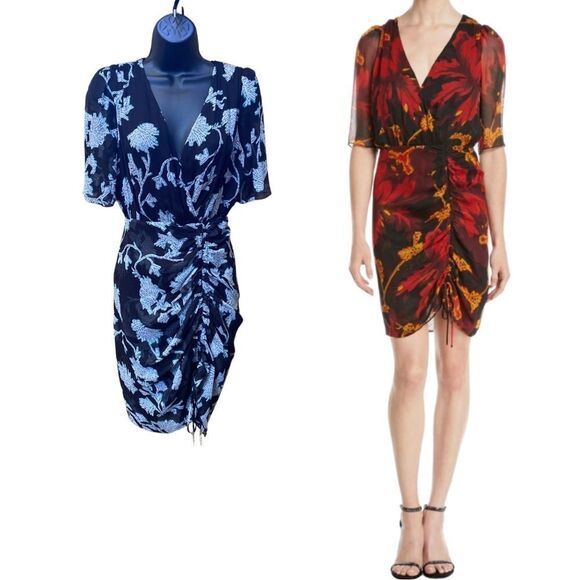 NWT Diane von Furstenberg Silk Black Floral Dress - Picture 1 of 15